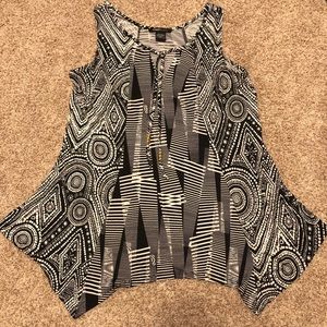 Robert Louis Geometric Pattern Sleeveless Blouse Tunic